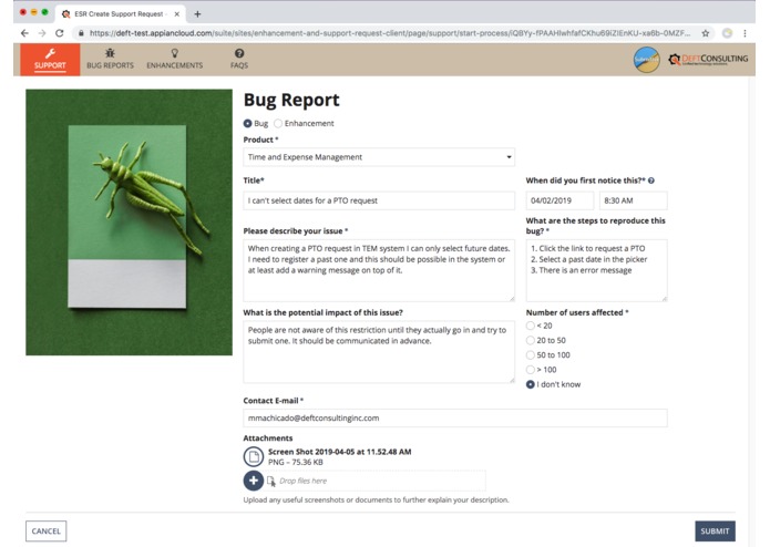 Enhancement & Support Requests – screenshot 2