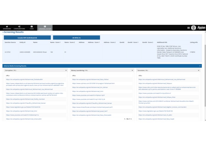 Sanctions and Adverse Media Screening (SAM) – screenshot 5