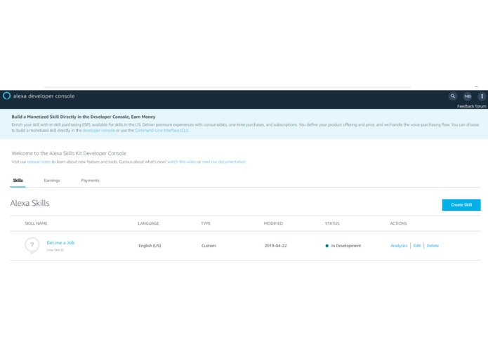 Alexa Skill 'get me a Job' – screenshot 1