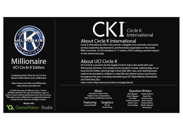 Millionaire: UCI Circle K Edition | Devpost