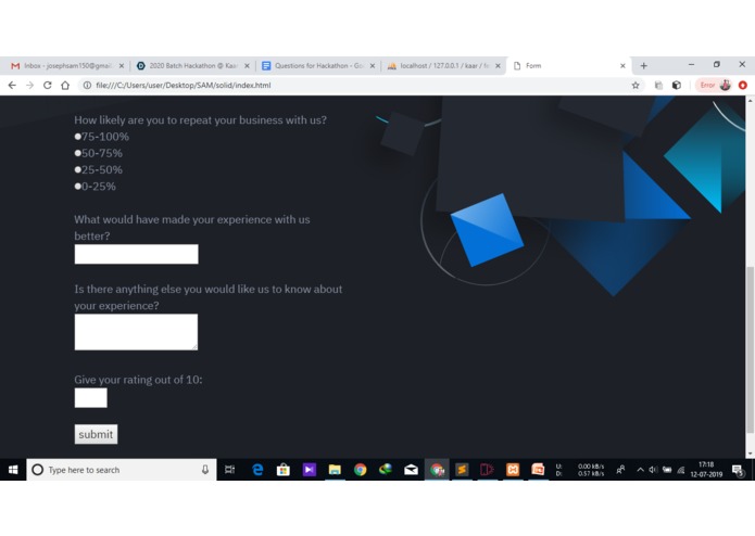 Customer Feedback Solution – screenshot 3