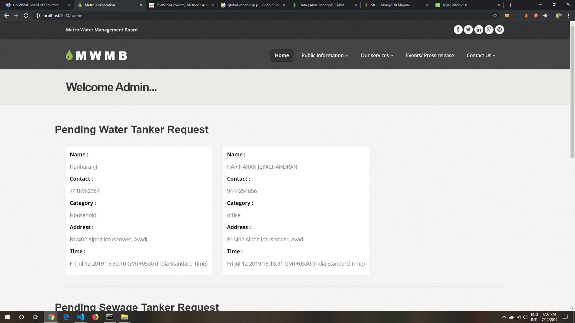 Metro Water web app | Devpost