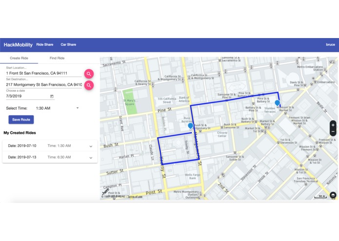 ride sharing scheduler – screenshot 1