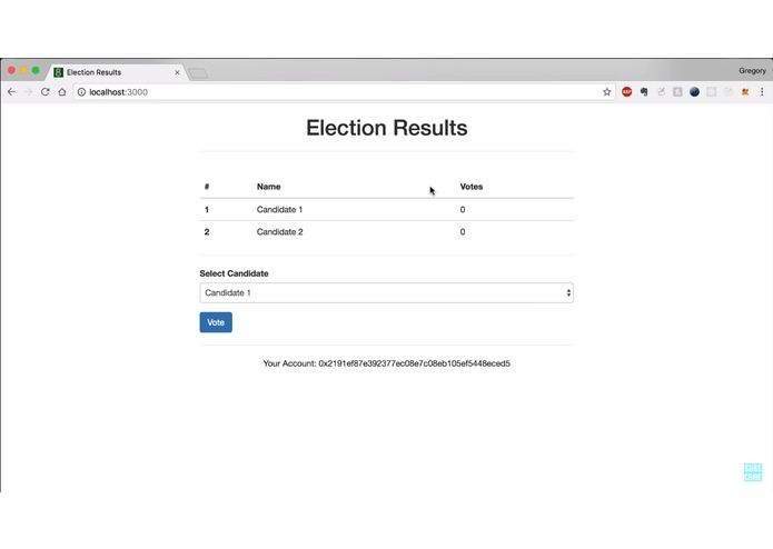 Decentralized voting application using ethereum blockchain – screenshot 1