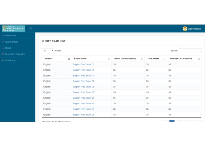Exam System – screenshot 1