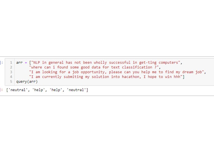 classifie texts (help needed or not) – screenshot 1