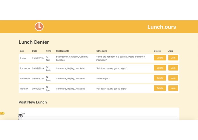 Lunch.ours – screenshot 2