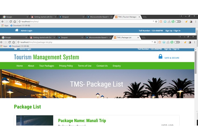 Tourism Management System    – screenshot 1