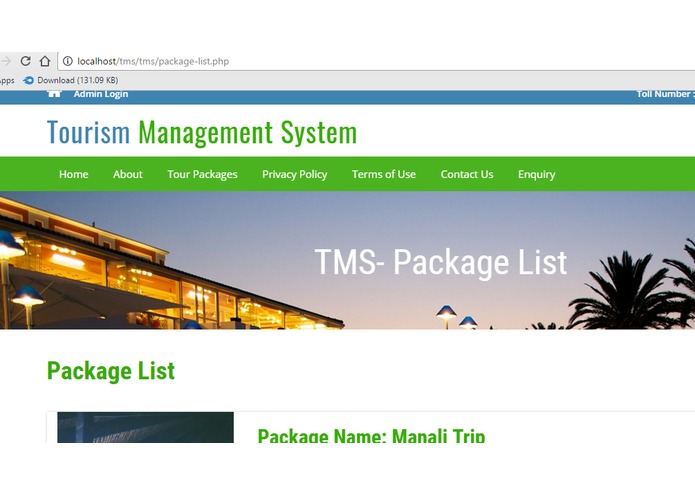 Tourism Management System    – screenshot 2