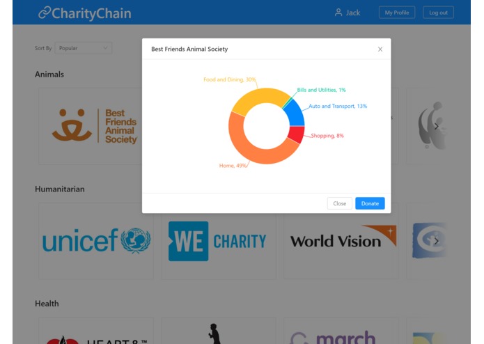 CharityChain – screenshot 2