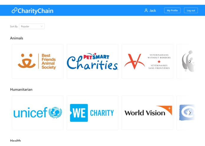 CharityChain – screenshot 1