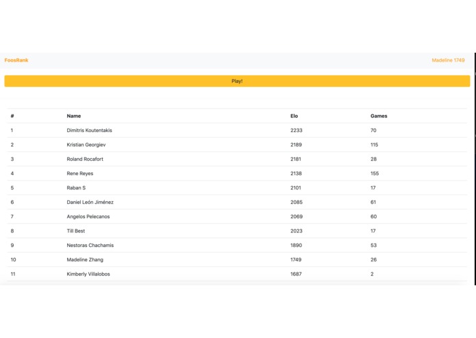 FoosRank – screenshot 1