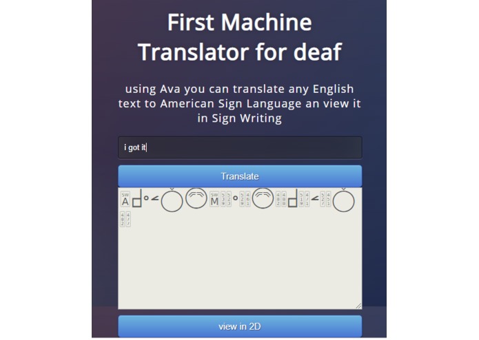 AVA - toward a Machine Translation System for Deaf – screenshot 1