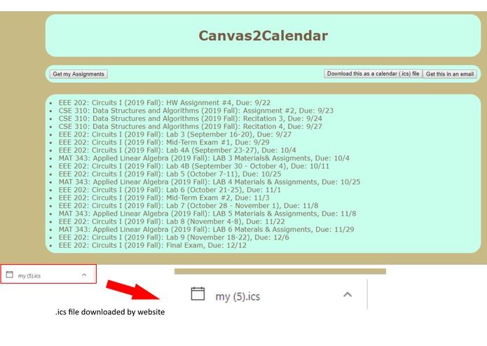 Canvas2Calendar – screenshot 1