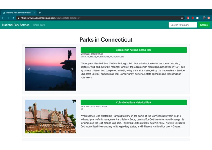 National Park Service Web App – screenshot 1