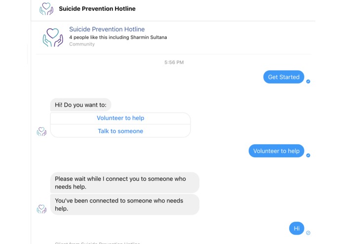 Suicide Prevention Chatbot – screenshot 1