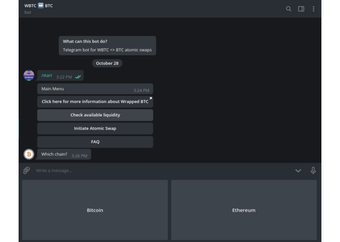 WBTC<>BTC Atomic Swap Telegram Bot – screenshot 2