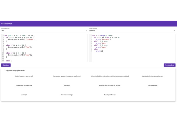 Transc<>de: Google Translate for Code – screenshot 1