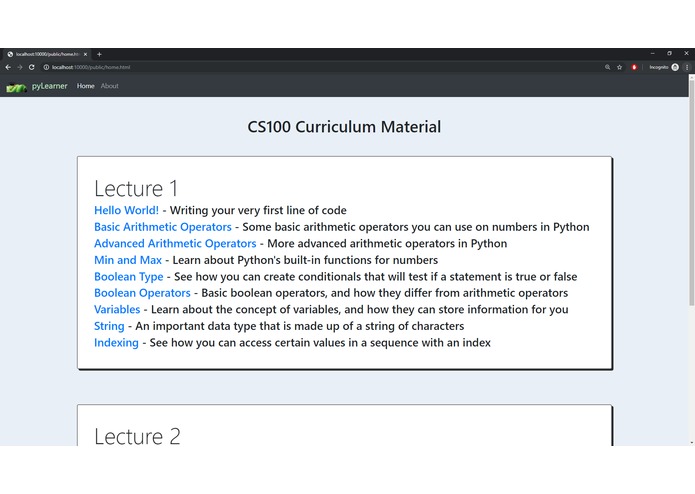 PyLearner – screenshot 1