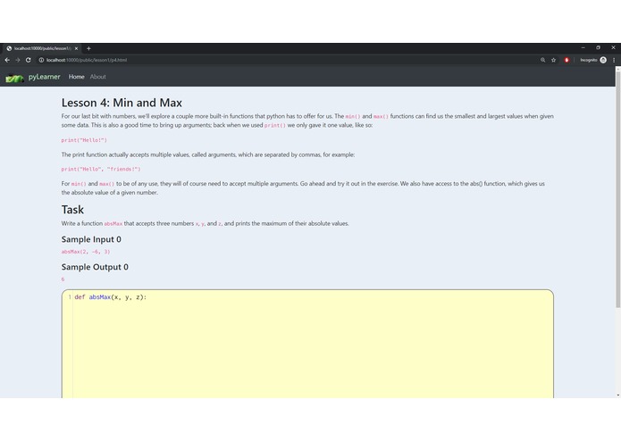 PyLearner – screenshot 2