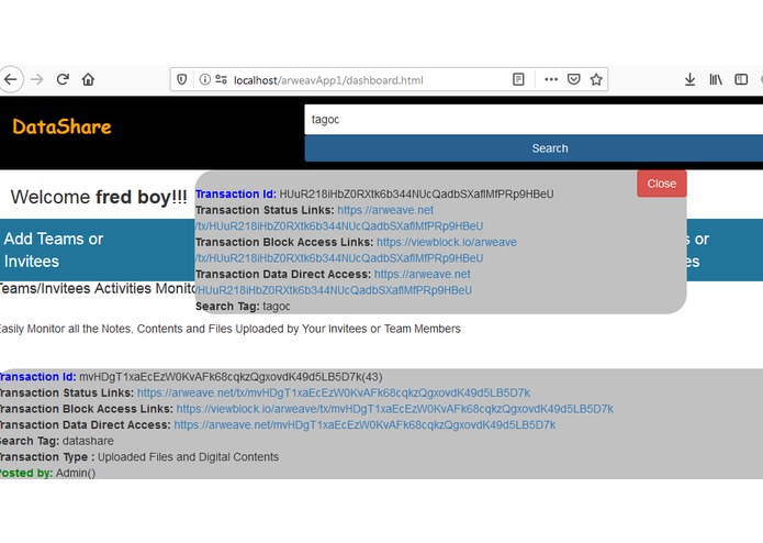 Datashare – screenshot 2