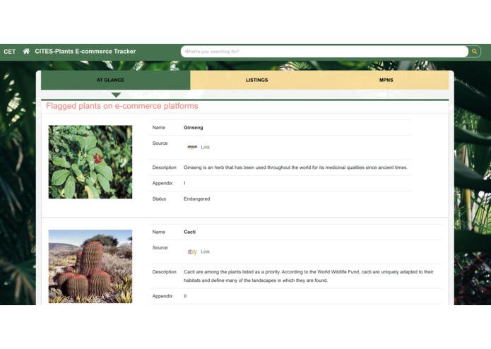 CET(CITES-plants E-commerce Tracker) – screenshot 3