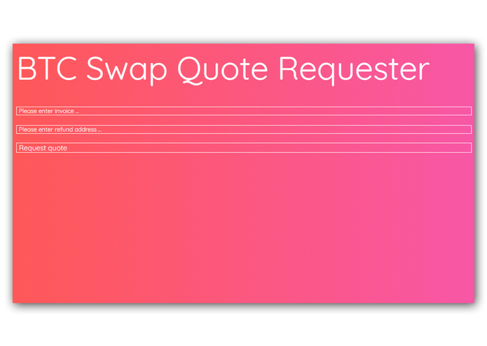 BTC Swap Quote Requester – screenshot 2