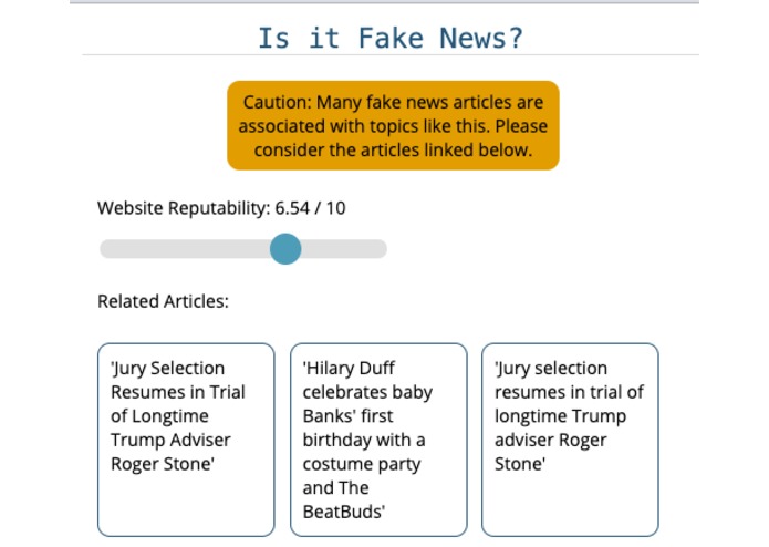 FakeNews Chrome Extension – screenshot 1