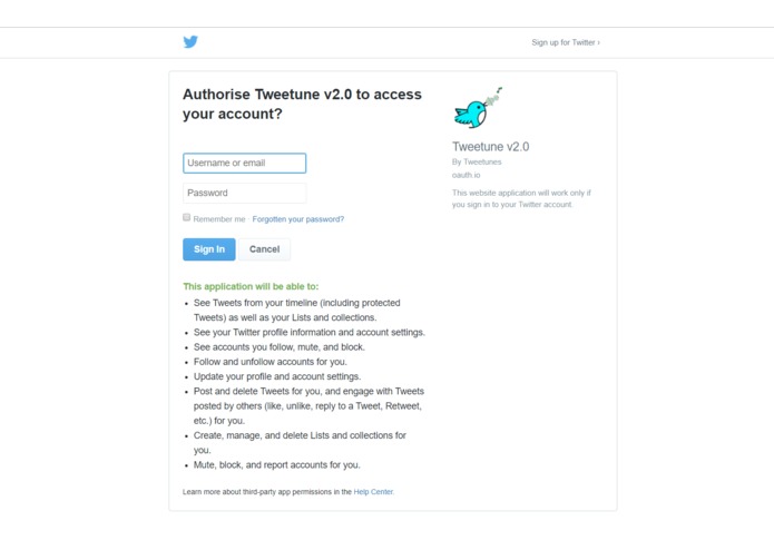Tweetunes - web application – screenshot 2