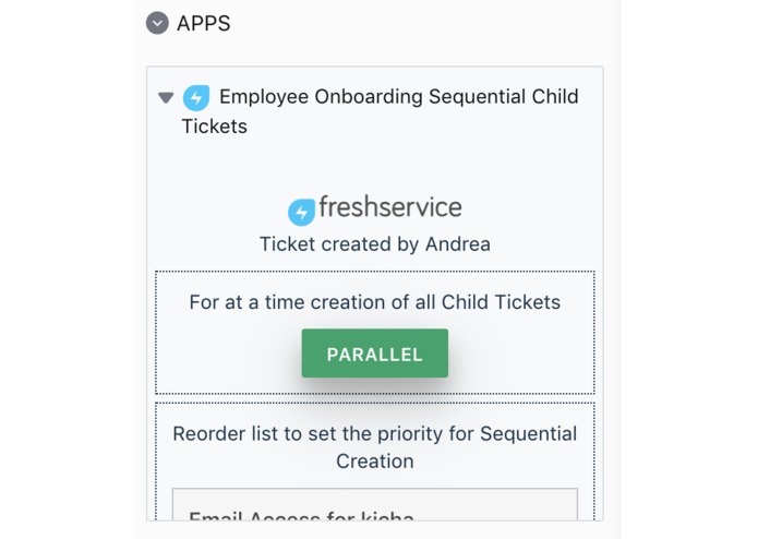 Employee Onboarding Sequential Child Tickets – screenshot 2