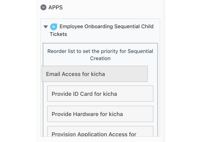 Employee Onboarding Sequential Child Tickets – screenshot 3