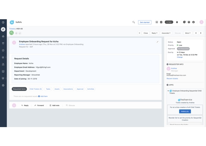 Employee Onboarding Sequential Child Tickets – screenshot 1