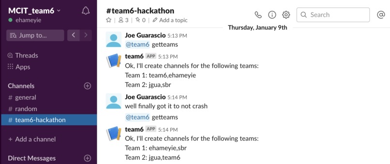 Team Bot for Slack – screenshot 1