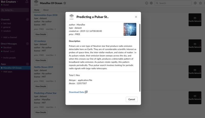 ManaTee - a Slack Marketplace for Ocean Protocol – screenshot 4