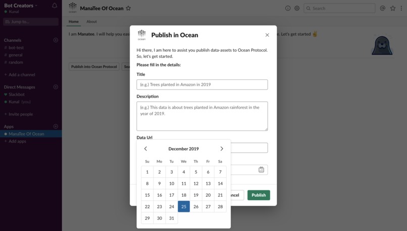 ManaTee - a Slack Marketplace for Ocean Protocol – screenshot 1