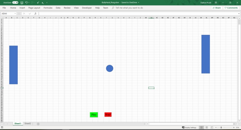 Pong In Excel – screenshot 1