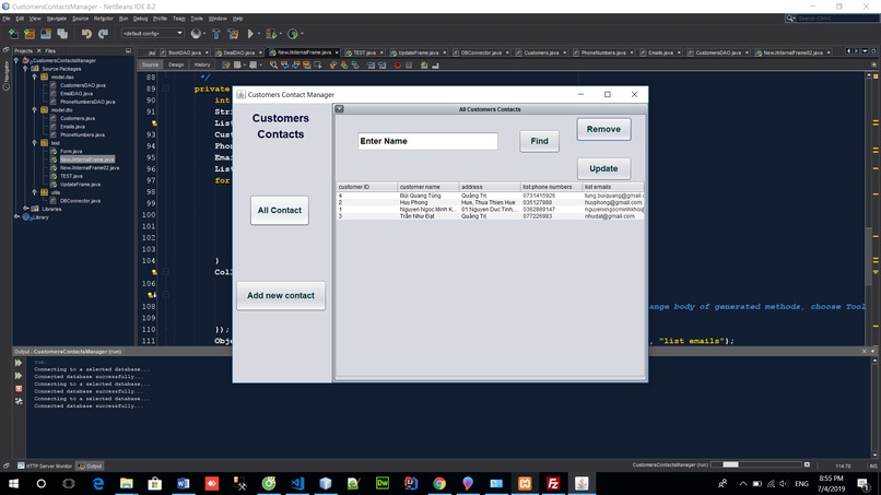 Customer Contact Management Application – screenshot 3