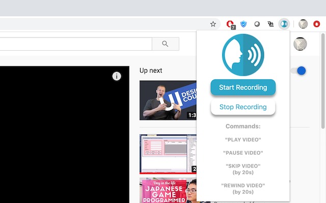 Voice Control Extension – screenshot 1
