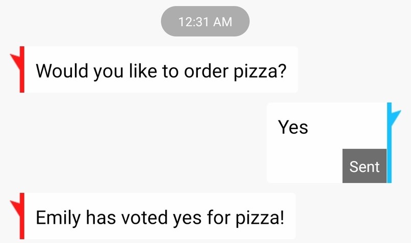 How to Democratically Order Pizza thru Texting via Polling – screenshot 1