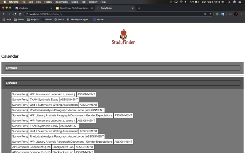 StudyFinder – screenshot 1