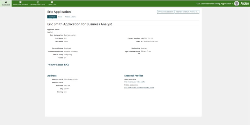 Convedo Onboarding Application – screenshot 1
