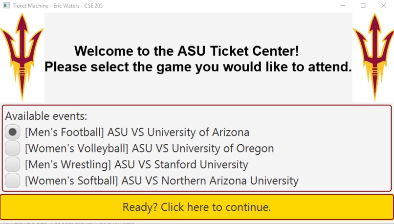 ASU Ticket System – screenshot 1
