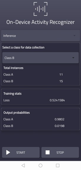 On-device Activity Recognition – screenshot 1