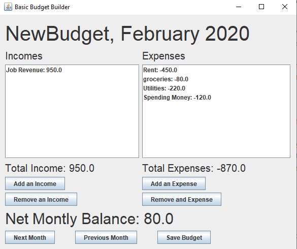 BasicBudgetBuilder – screenshot 2