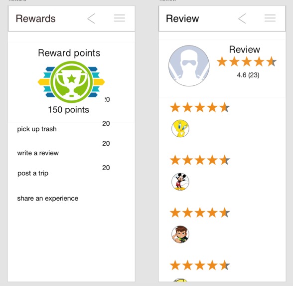 TravelwithN application prototype – screenshot 2