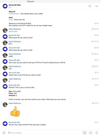 DeversiFi Telegram Bot – screenshot 2