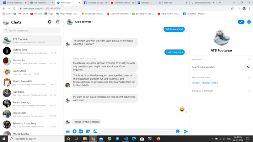 ATB Footwear messenger bot – screenshot 3