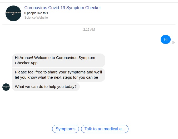 Coronavirus Covid-19 Symptom Checker – screenshot 2