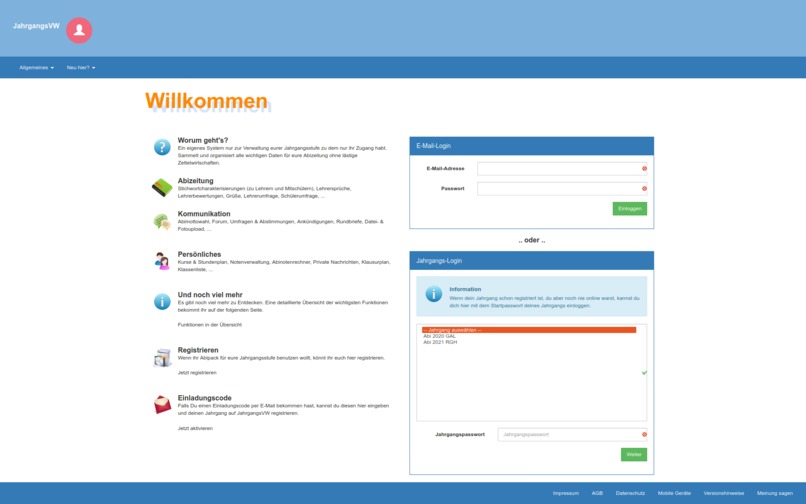 Online Abiverwaltung / Jahrgangsverwaltung – screenshot 1