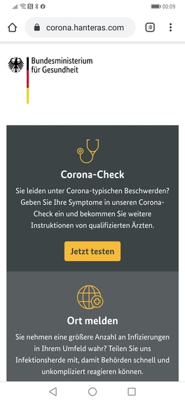 08_CoronaTracking_Online_Portal_für_die_Bevölkerung  – screenshot 1